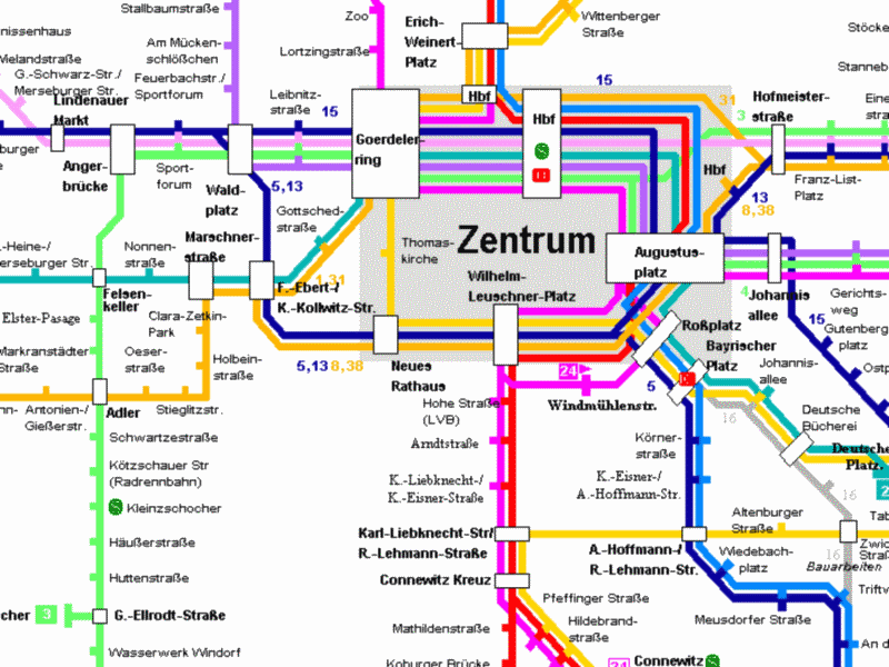 Leipzig, Entwurfs- und Bauvermessung für Straßenbahngleisnetz